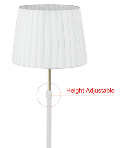 CRECER: White Shade / Antique Brass Height Adjustable Table Lamp