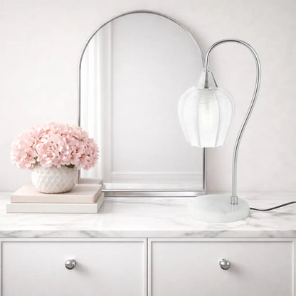AZALEA Table Lamp - White Marble/Chrome