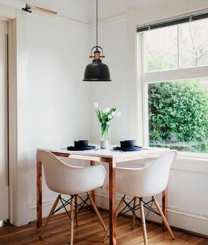 ALTA: Industrial Bell Shape With Copper Highlights Pendant Light - Matte Black
