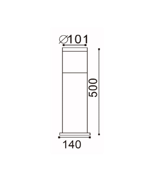 ELANORA: E27 Surface Mounted Black Bollard Lights IP44 - 500mm