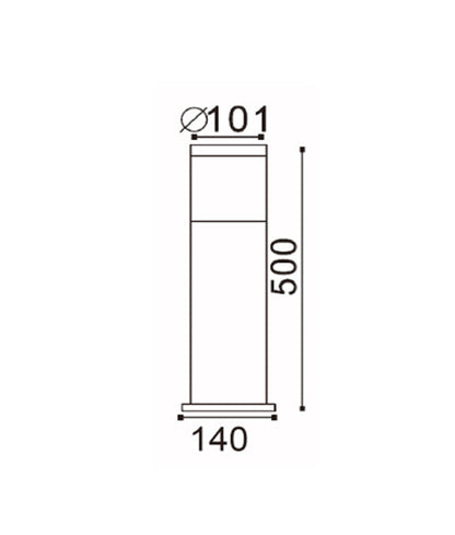 ELANORA: E27 Surface Mounted Black Bollard Lights IP44 - 500mm