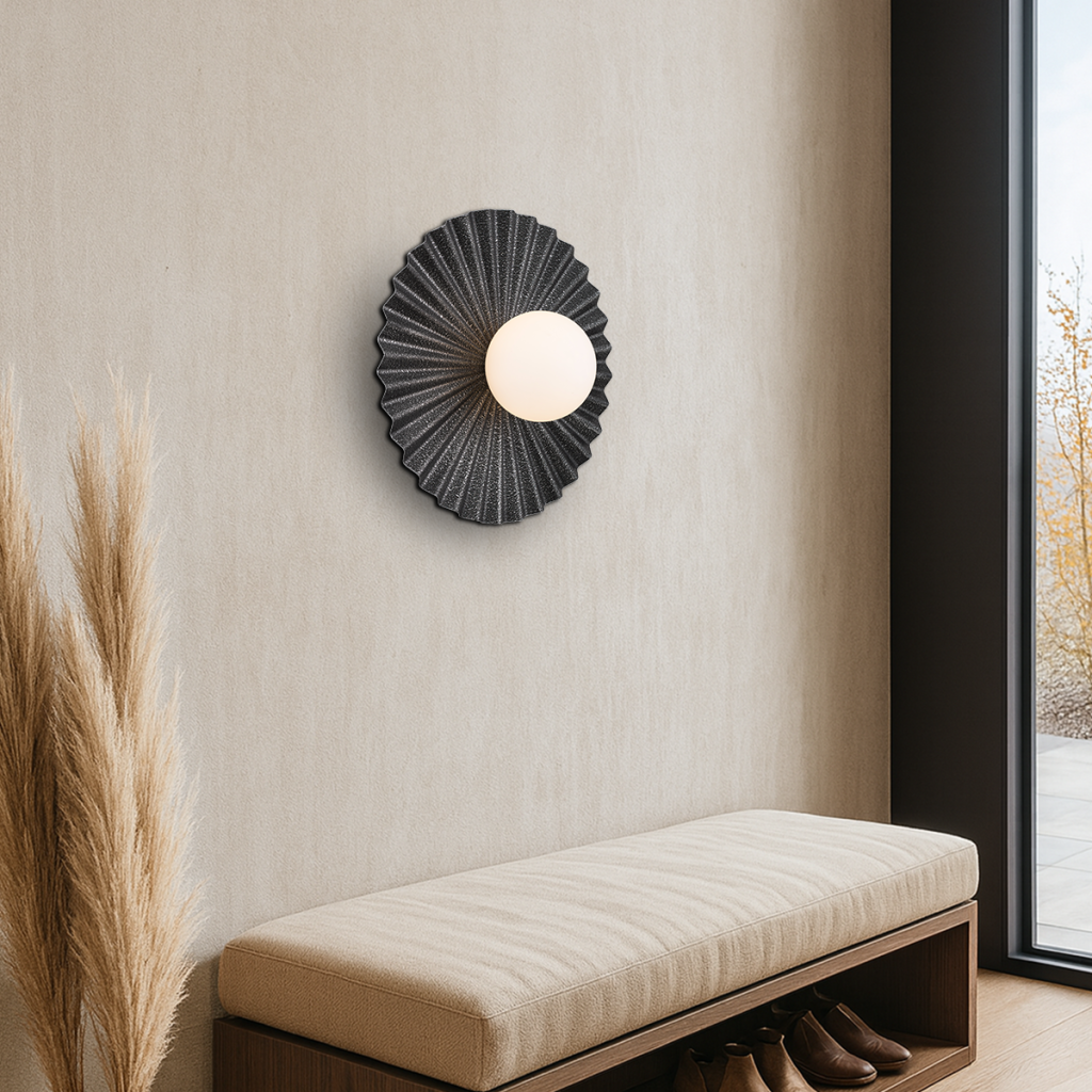 KINSO 35CM Wall Light - Antique Silver/Opal Matt