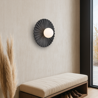 KINSO 35CM Wall Light - Antique Silver/Opal Matt
