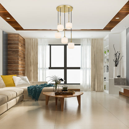 BOBO 5 Pendant Light - Antique Gold / Opal Matt