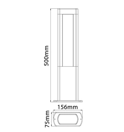 AMUN: LED Surface Mounted Matte Black Rectangular Bollard Lights IP54 - 500mm