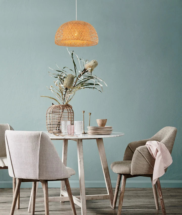 CANASTA: Bohemian Interior Natural Bamboo Finish Pendant Light - Small