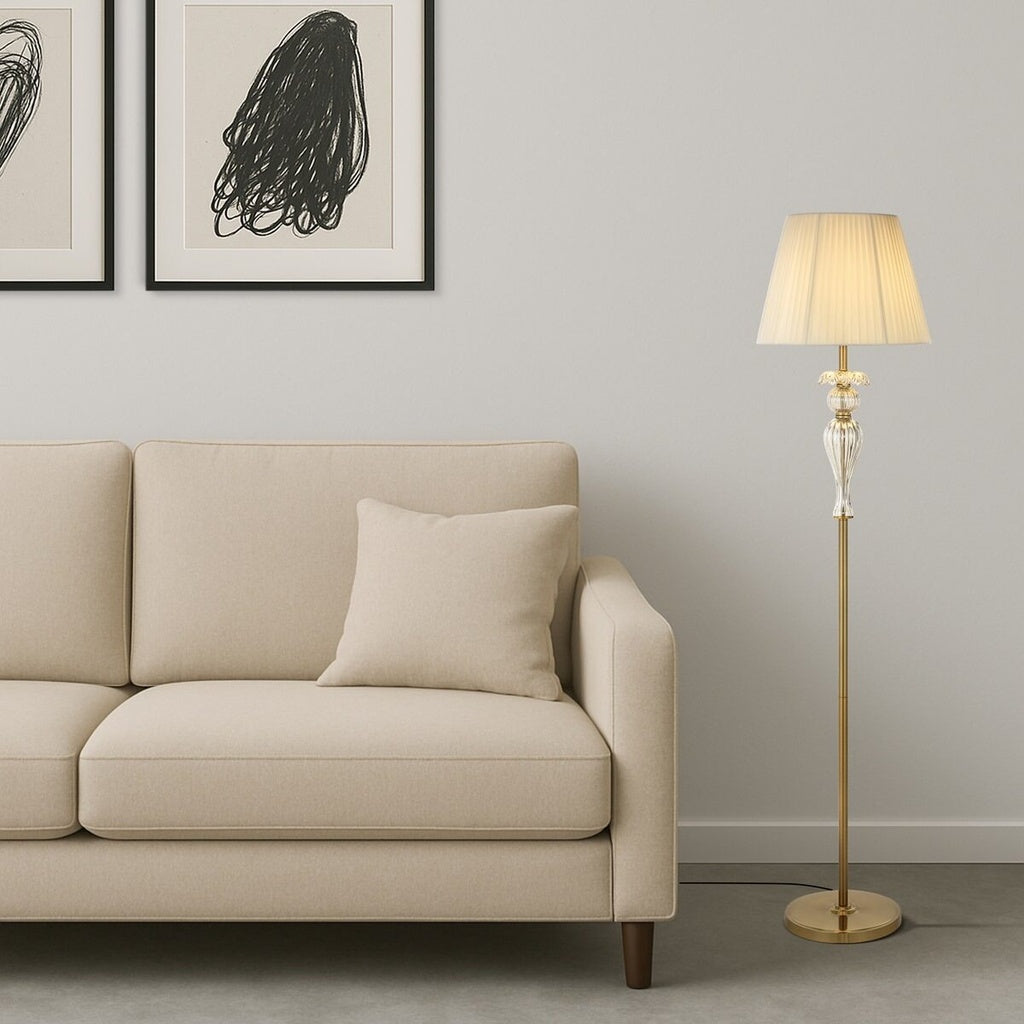 CADIZ Floor Lamp - Antique Gold/Cream