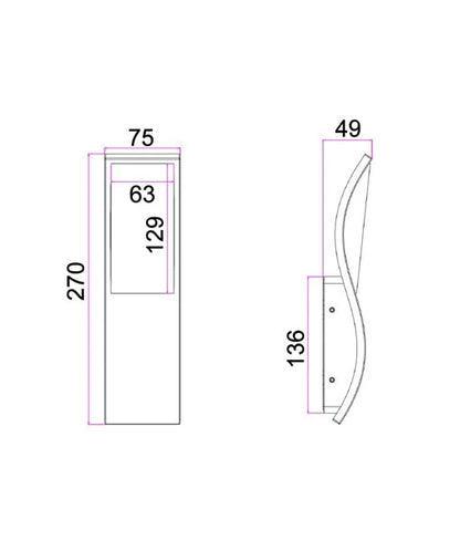 OLA: Exterior LED Wavy Rectangular Surface Mounted Wall Lights IP65 - White