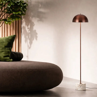 DOMEZ Floor Lamp - White Terrazzo/Bronze
