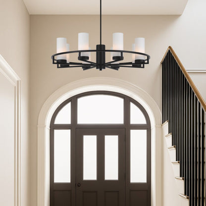 EAMON 8 Pendant Light - Black/Opal Matt