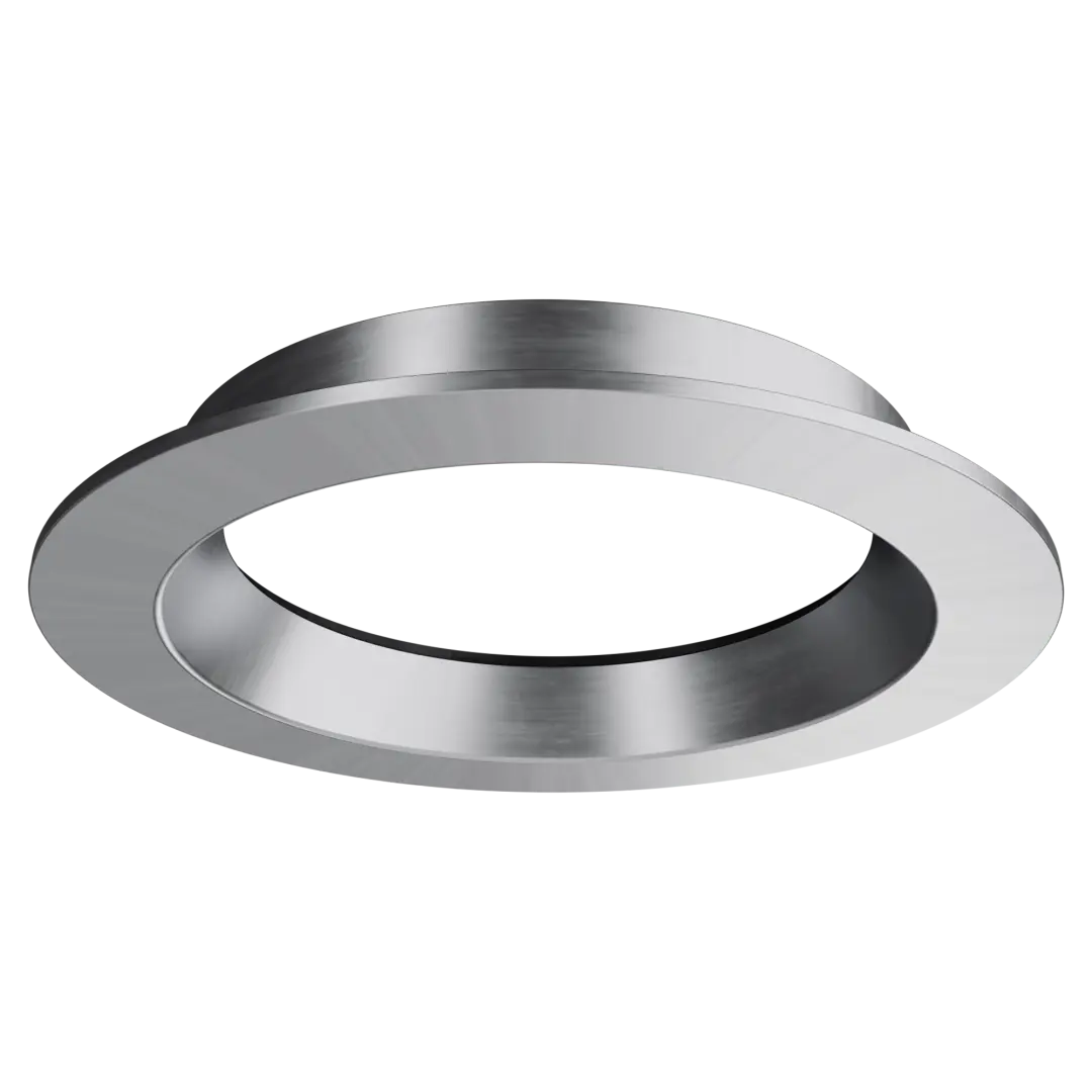 Silver round metallic object on a white background