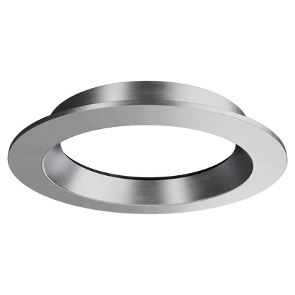 Silver round metallic object on a white background
