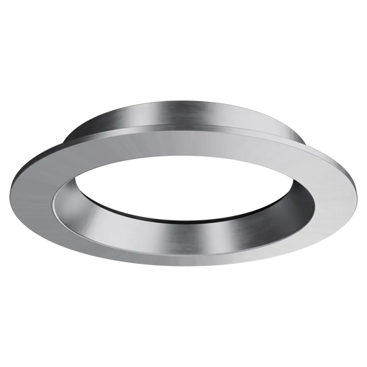 Silver round metallic object on a white background