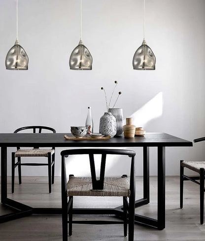ORDITO: Abstract Chrome With Glass Ellipse Pendant Light - Black Chrome