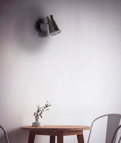 MECTO: Interior Cone Iron Adjustable Shade Antique Brass Highlight Wall Light - Matte Black