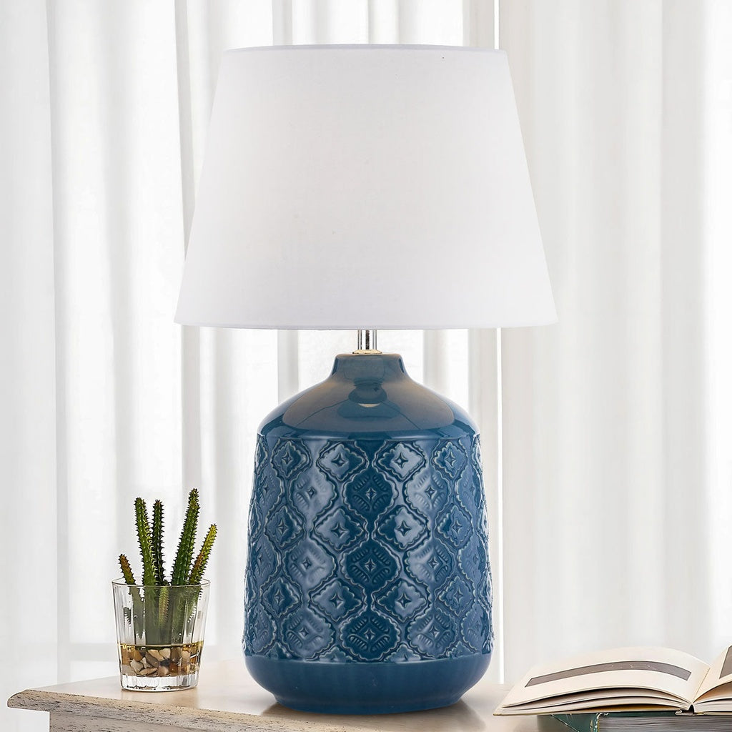 BACI CERAMIC Table Lamp - Blue/White