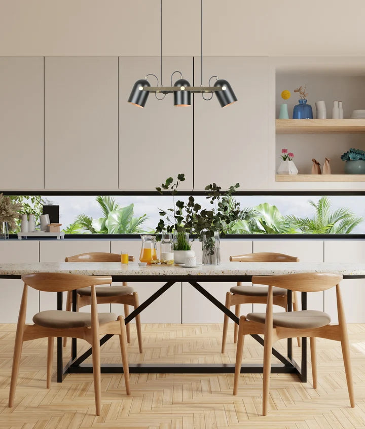 TAZZA: Interior Ellipse Shade with Antique Brass Hardware Pendant Light