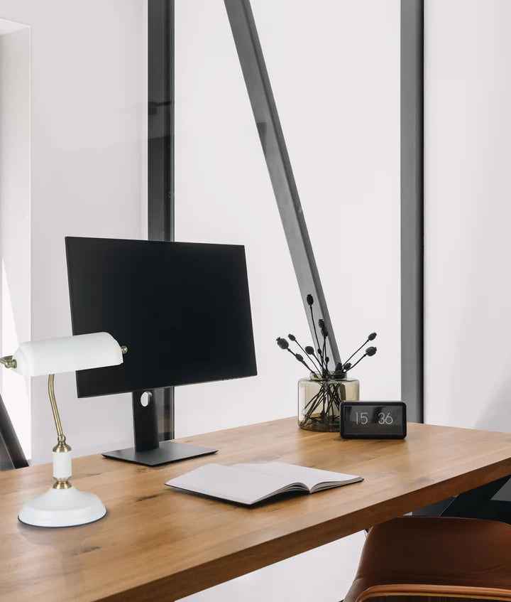 BANCA: Interior Banker Lamps with Cylindrical Shade - Matte White