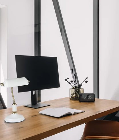 BANCA: Interior Banker Lamps with Cylindrical Shade - Matte White