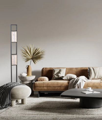 ZEIGEL: Interior LED Rectangular Textured Ice Glass Diffuser Floor Lamp - Satin Black Housing