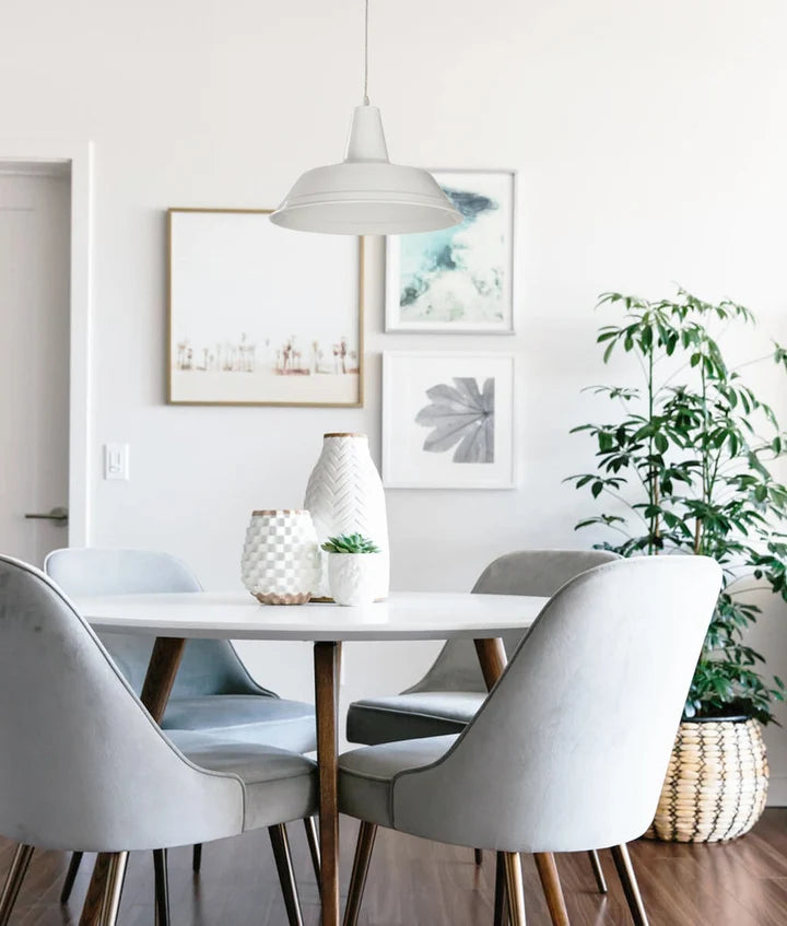 DIVO: Industrial Scandinavian Retro Dome Pendant Light - White