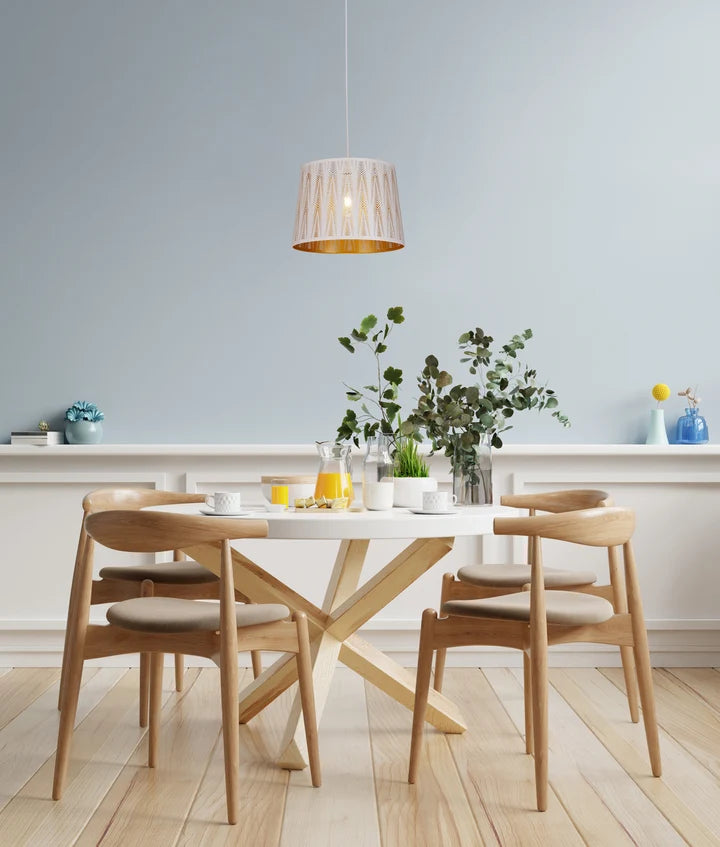PENSHADE: Interior Slanted with Vector Pattern Laser Cut Pendant Lights - White