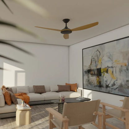 Calibo Condor 48" DC Smart Ceiling Fan with Remote Control - Black and Bamboo