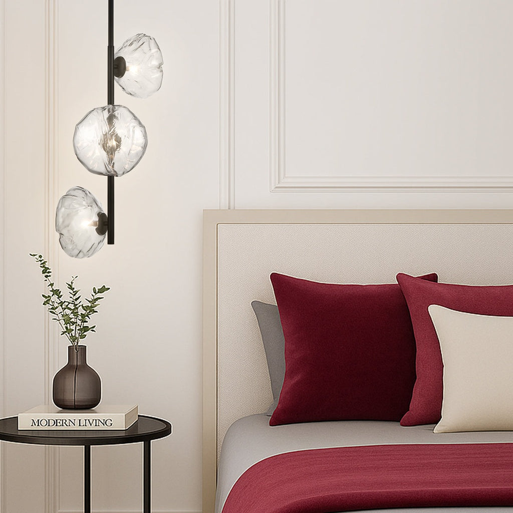 ZECCA 3 Pendant Light Verticle - Black/Smoke