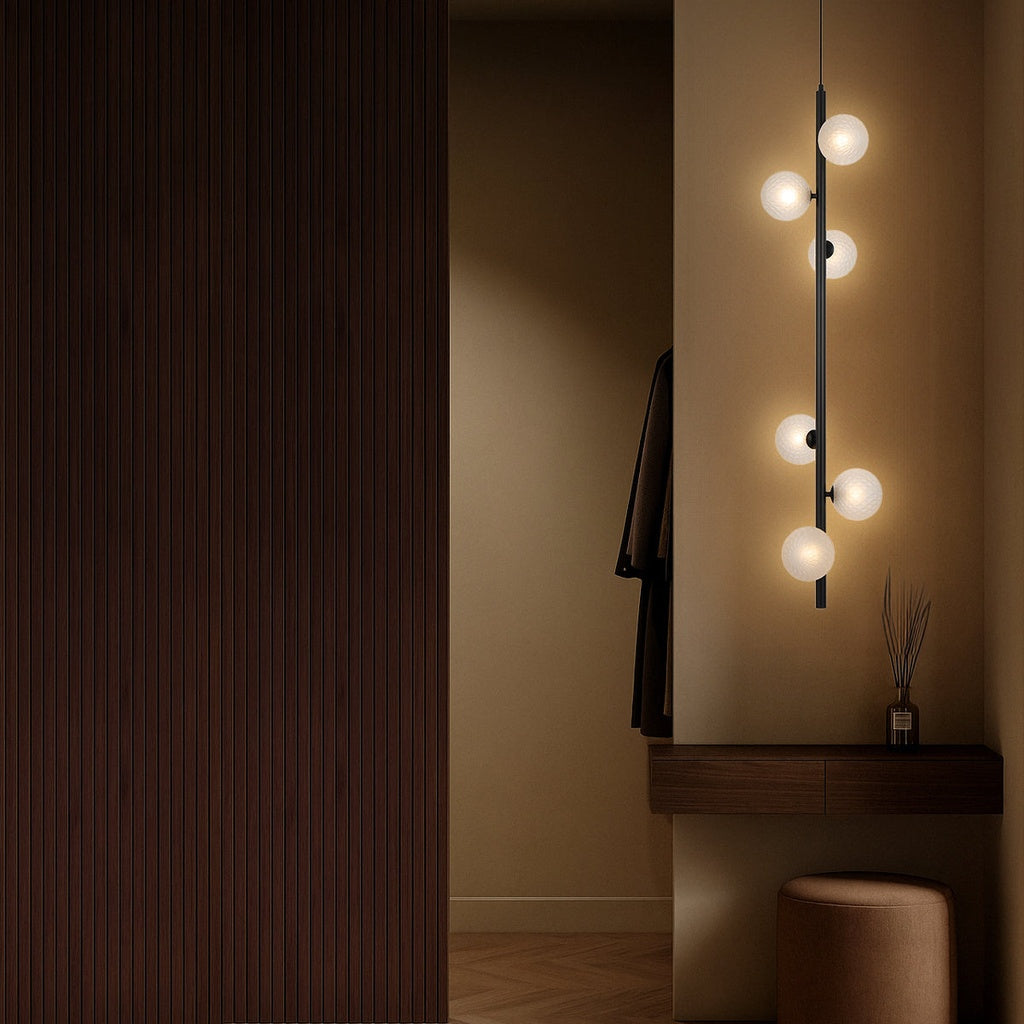 ELSON 6 Pendant Light - Black/Frost Tear