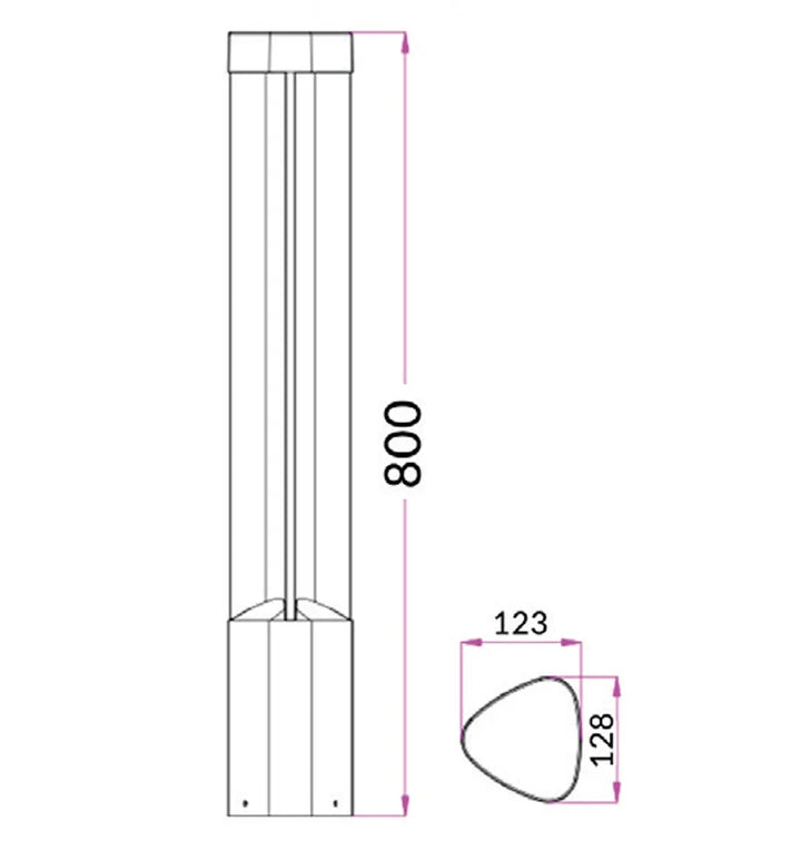 LED Surface Mounted Grey Bollard Lights IP54 - 3 Sections