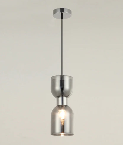 CLESSIDRA: Interior Mirror Finish Smokey Black Glass Ellipse Pendant Lights