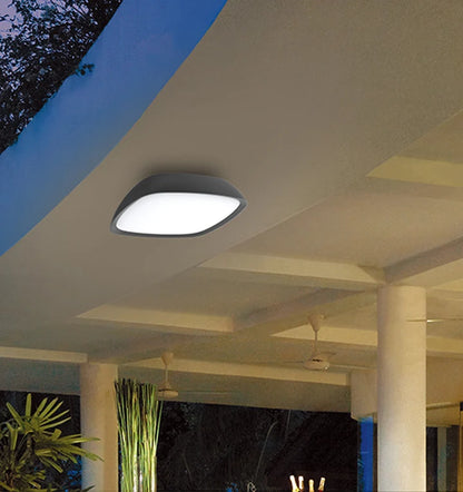 DOCCIA: Exterior LED Round Wall / Ceiling Lights IP65 - Dark Grey