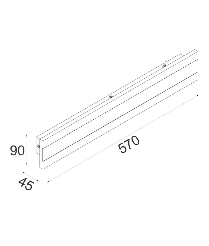 BANDA: LED Tri-CCT Rectangular with Frosted Diffuser Wall Light IP65 - Black 570mm