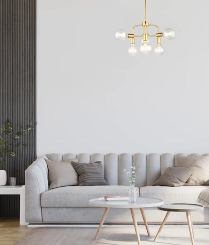 HEXA: Interior Modern Abstract 6 Lamps Pendant Lights - Matte Gold