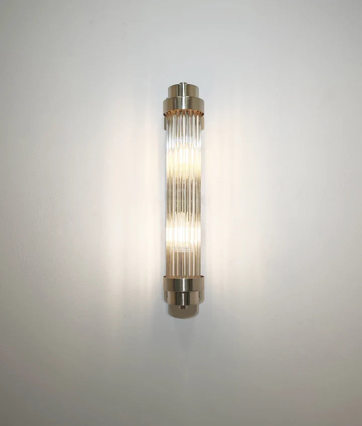 VARILLAS: Interior Up/Down Clear Glass Rod Wall Light - Chrome