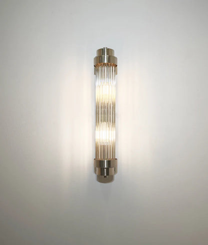 VARILLAS: Interior Up/Down Clear Glass Rod Wall Light - Chrome