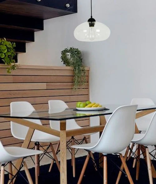 MASON7: Modern Retro Oval Glass Pendant Light - Clear