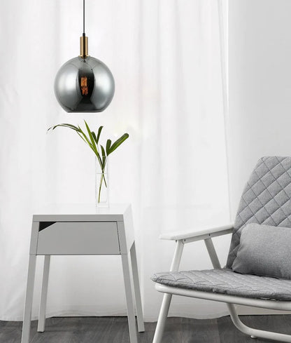 PATERA: Interior Glass with Extended Bronze Highlight Pendant Light - Smokey Black