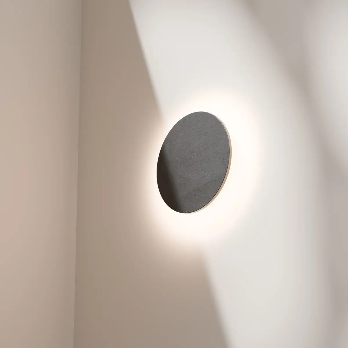 Calibo Orville 300mm Travertine Stone Eclipse Wall Light - Travertine with Black