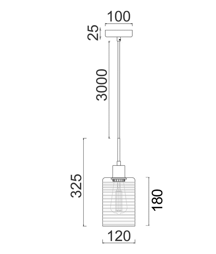 ESPEJO1: Interior Iron & Chrome Oblong Glass with Line Effect Pendant Lights - Single