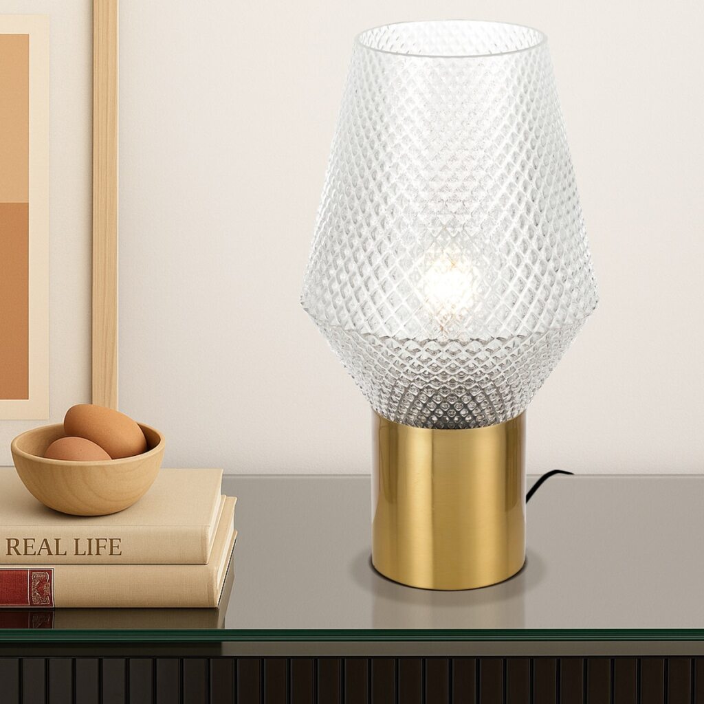 RENE Table Lamp - Clear/Antique Gold