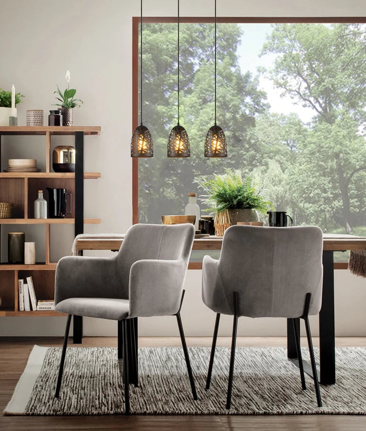 ESCAMA: Interior Iron Cage Ellipse Pendant Light - Black