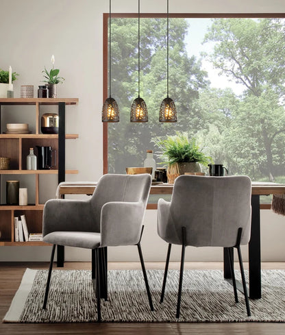 ESCAMA: Interior Iron Cage Ellipse Pendant Light - Black