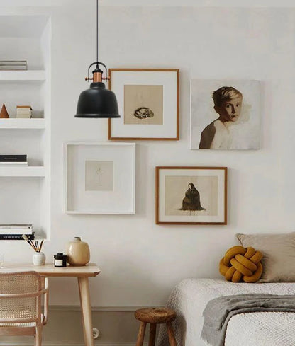 ALTA: Industrial Bell Shape With Copper Highlights Pendant Light - Matte Black