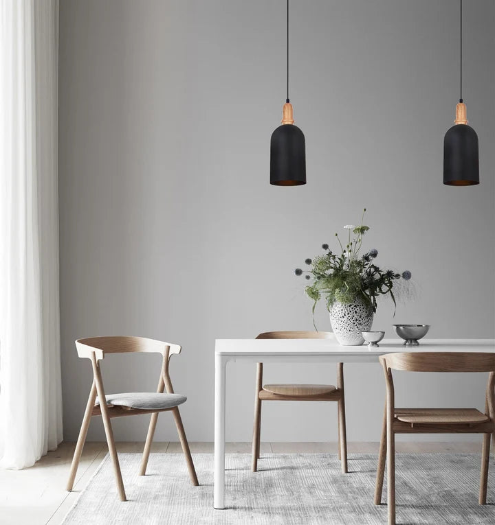 HORTEN: Scandinavian Oblong Shape Pendant Light - Black