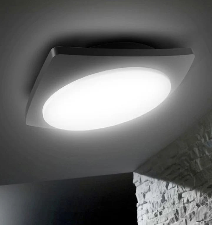 ULAN: Exterior LED Square Wall Ceiling Lights IP65 - Dark Grey