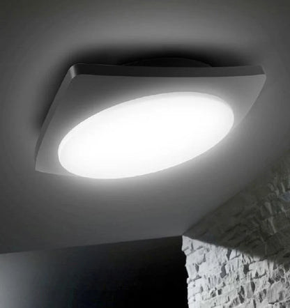 ULAN: Exterior LED Square Wall Ceiling Lights IP65 - Dark Grey