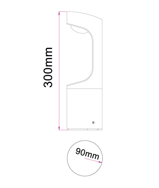 SETH: LED Surface Mounted Bollard Lights IP54 - 300mm