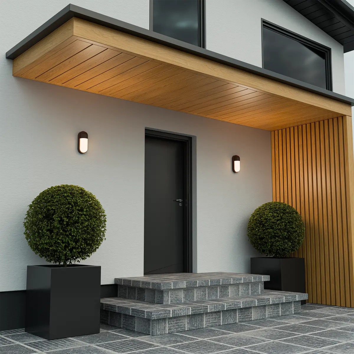 Calibo Drift Minimalist Capsule Outdoor LED Wall Light - Black
