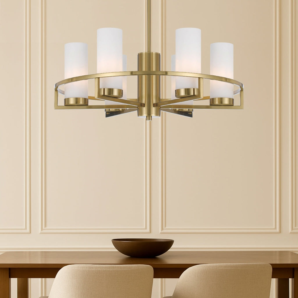 EAMON 6 Pendant Light - Brass/Opal Matt